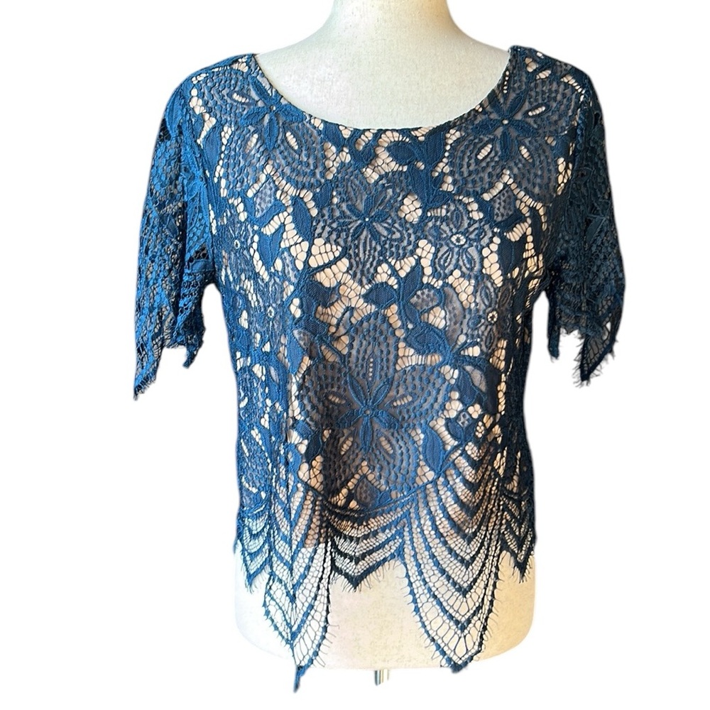 Express Dark Teal Lace Blouse Lined